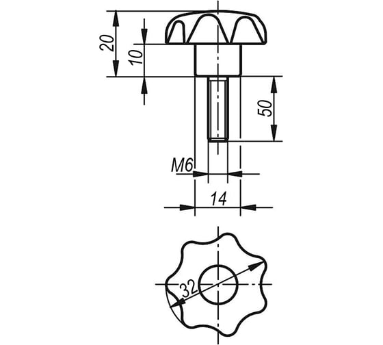 Звездообразная рукоятка KIPP K0155.4061X50