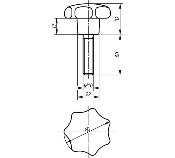 Звездообразная рукоятка KIPP K0152.45010X50