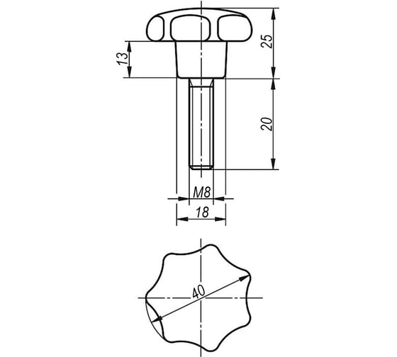 Звездообразная рукоятка KIPP K0152.44008X20