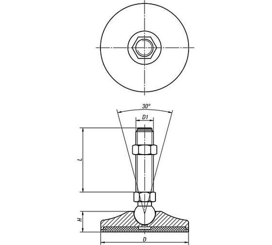 Шарнирная опора ООО Станкоопора М16x75 до 1500 кг ВСО ШС 65.16.75