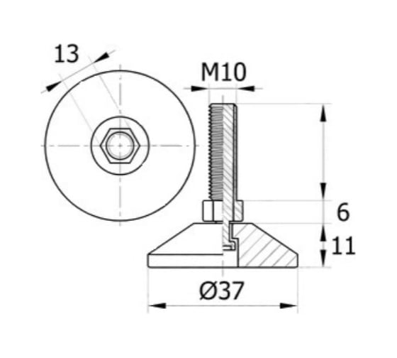 Регулируемая опора IVK group 37М10-30ЧН