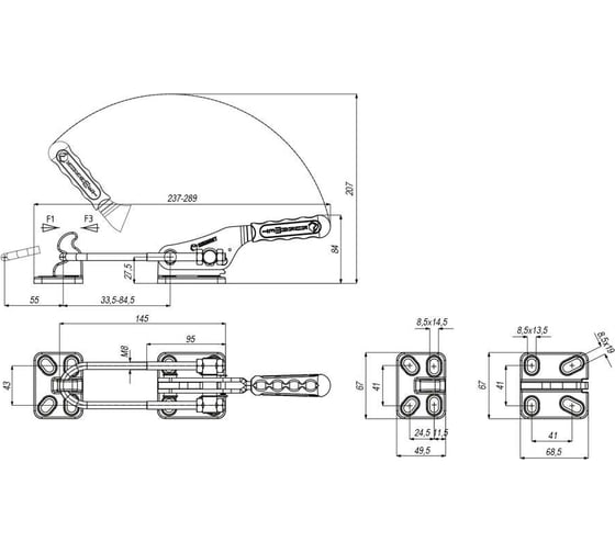 Натяжная защелка KUKAMET, усилие 1200 кг 341-3-S