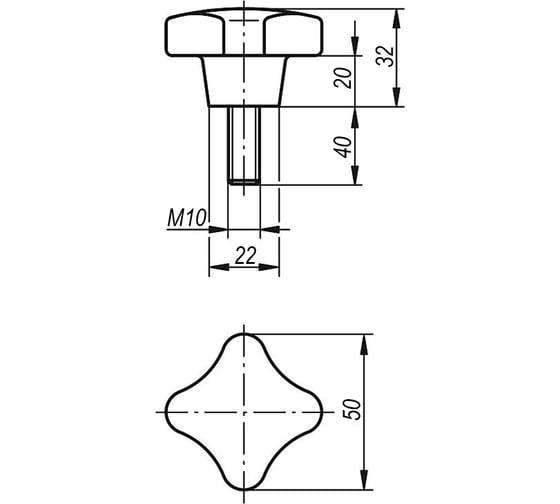 Крестообразная рукоятка KIPP K0148.510X40