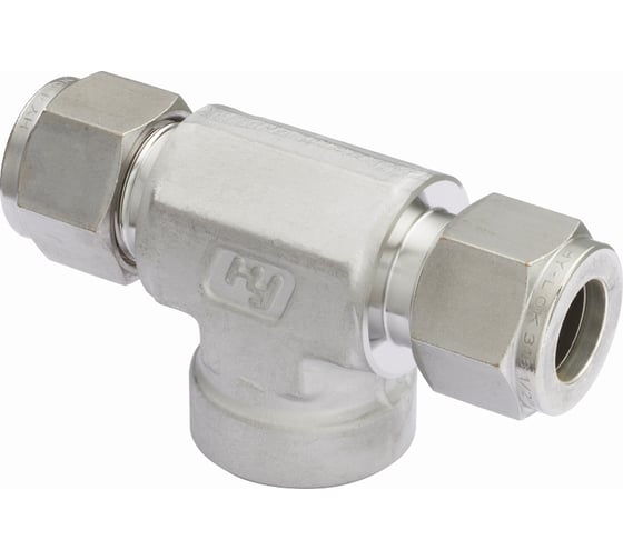 Тройник с внутренней резьбой с отводом по ответвлению из латуни Hy-Lok o.d. 3/8 - npt 1/4 CBTF-6-4N-BRAS 1