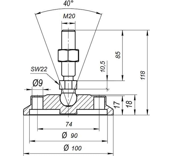 Опора с отверстиями и наружной резьбой АЛТЕРВИА 4 штуки A00022.1210020085.4