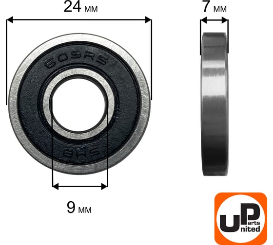 Шариковый подшипник UNITED PARTS 609-2RS (закрытый) 90-0392