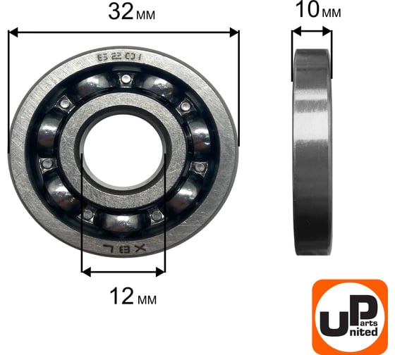 Шариковый подшипник UNITED PARTS 6201 сепаратор металл (открытый) 90-0805