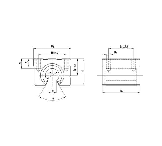 Линейный подшипник TECHNIX в сборе с корпусом SBR30-UU SBR30UUTECHNIX