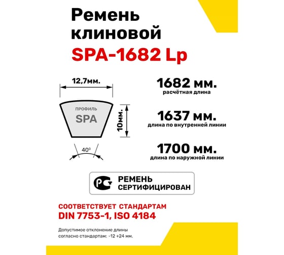 Ремень клиновой RUBELT SPA-1682 Lp UT-00011923