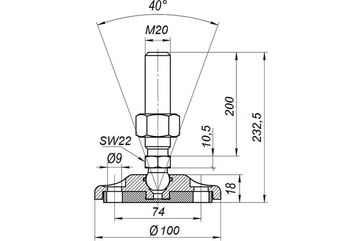 Опора шарнирная с отверстиями и пластиной антискольжения Алтервиа ...