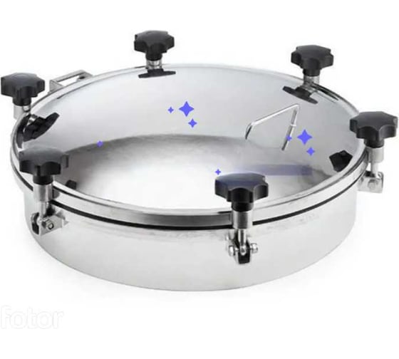 Люк круглый под давление TITAN LOCK нержавеющий DN800, пластиковые ручки TLTK800SHP