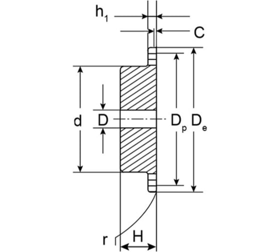 Звездочка ISKRA нерж. со ступицей под расточку для цепи 08B-1, Z=26, 1/2x5/16 PS09X26-ISKRA