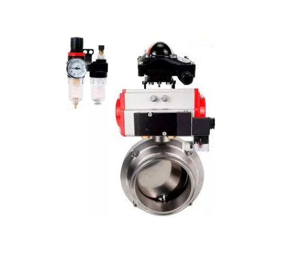 Затвор clamp DN.ru 304-304-EPDM Ду50 Ру10, пищ.нерж.сталь, пневмопривод, пн.распр, БКВ, БПВ D050-75251
