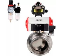 Затвор clamp DN.ru 304-304-Sil Ду32 Ру10, пищ.нерж.сталь, пневмопривод, пн.распр, БКВ, БПВ D050-75654