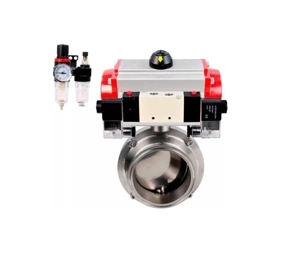 Затвор clamp DN.ru 304-304-Sil Ду32 Ру10, пищ.нерж.сталь, пневмопривод, пн.распр, БКВ, БПВ D050-75438