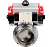 Затвор clamp DN.ru 304-304-Sil-2W-C-H Ду65 Ру10, пищ.нерж.сталь, пневмопривод, пн.распр. D050-77007