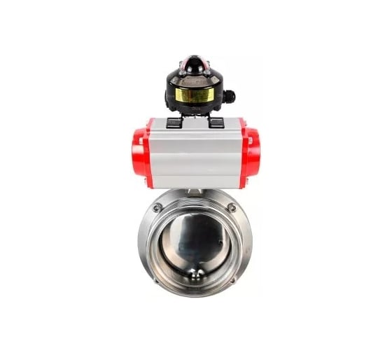 Затвор clamp DN.ru 304-304-Sil-2W-C-H Ду15 Ру10 пищевая нерж.сталь, пневмопривод, БКВ D050-73707 1