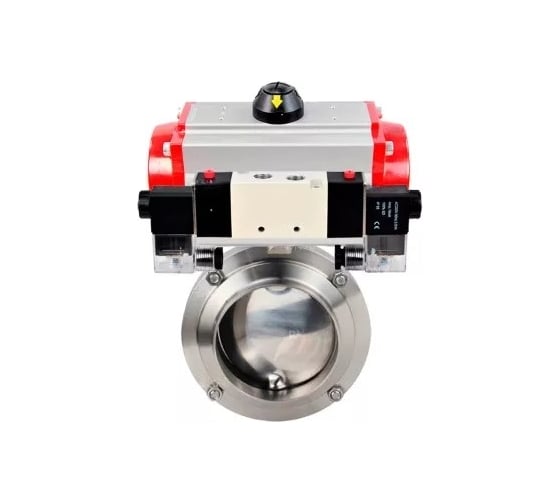 Затвор дисковый DN.ru 304-304-Sil-2W-W-H Ду32 Ру10, пищ.нерж.сталь, пневмопривод, пн.распр. D050-76932