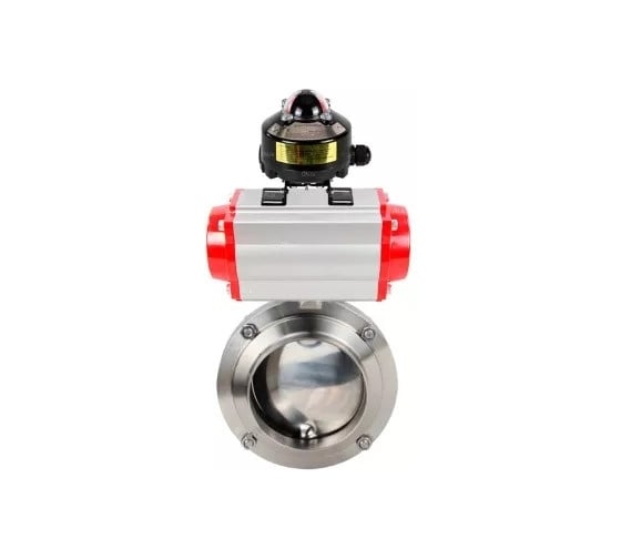 Затвор дисковый DN.ru 304-304-EPDM-2W-W-H Ду32 Ру10, пищ.нерж.сталь, пневмопривод, БКВ D050-73665 1
