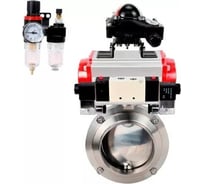 Затвор дисковый DN.ru 304-304-EPDM Ду80 Ру10, пищ.нерж.сталь, пневмопривод, пн.распр, БКВ, БПВ D050-75568