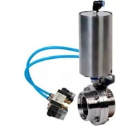 Затвор дисковый DN.ru 304-304-EPDM-2W-T-H Ду80 Ру10, пищ.нерж.сталь, пневмопривод, пн.распр. D050-73138