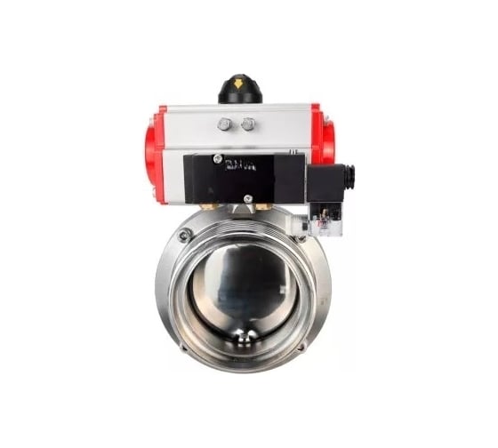 Затвор дисковый DN.ru 304-304-EPDM-2W-T-H Ду40 Ру10, пищ.нерж.сталь, пневмопривод, пн.распр. D050-76645 1