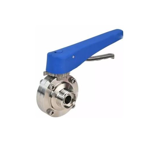 Затвор дисковый DN.ru 304-304-Sil-2W-T-H Ду32 Ру10, пищ.нерж.сталь, резьбовой, рукоятка D050-73053 1