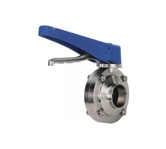 Затвор дисковый DN.ru 304-304-Sil-2W-W-H Ду32 Ру10, пищ.нерж.сталь, под приварку, рукоятка D050-73044 1
