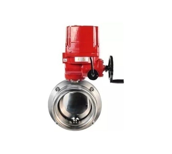 Затвор дисковый DN.ru 304-304-EPDM-2W-T-H Ду80 Ру10, пищ.нерж.сталь, эл.привод взрыв. 220В D050-73570 1