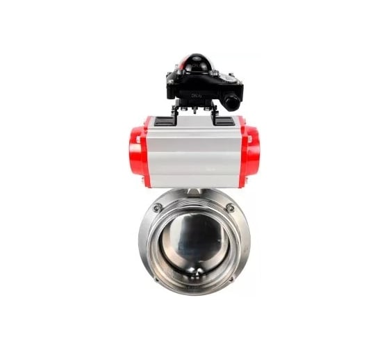 Затвор дисковый DN.ru 304-304-Sil-2W-T-H Ду25 Ру10, пищ.нерж.сталь, пневмопривод, БКВ D050-77264 1