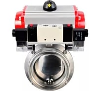 Затвор дисковый DN.ru 304-304-EPDM-2W-T-H Ду80 Ру10, пищ.нерж.сталь, пневмопривод, пн.распр. D050-76810