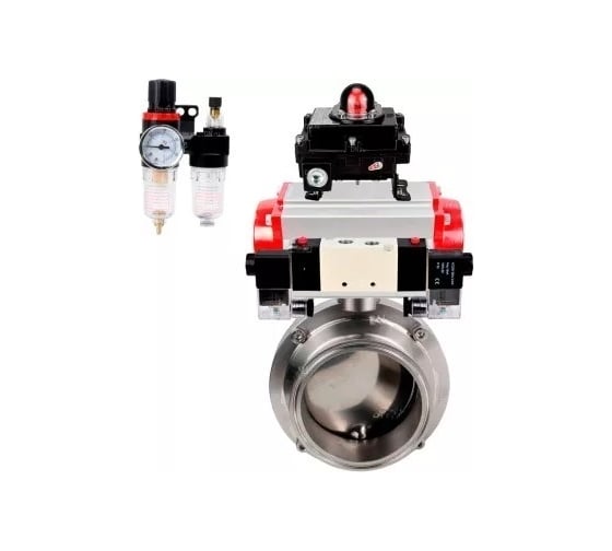 Затвор дисковый DN.ru 304-304-EPDM Ду32 Ру10, пищ.нерж.сталь, пневмопривод, пн.распр, БКВ, БПВ D050-76425