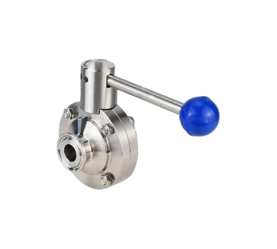 Затвор clamp DN.ru 304-304-Sil-2W-C-H Ду25 Ру10 пищевая нерж.сталь, с рукояткой D050-73061