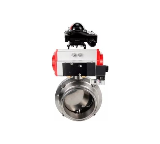 Затвор дисковый DN.ru 304-304-EPDM Ду25 Ру10, пищ.нерж.сталь, пневмопривод, пн.распр, БКВ D050-77390 1