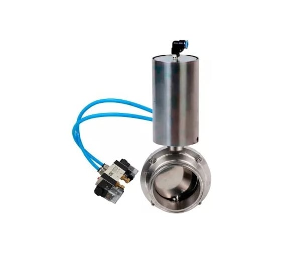 Затвор clamp DN.ru 304-304-Sil-2W-C-H Ду32 Ру10, пищ.нерж.сталь, пн.привод, пн.распр. D050-78045