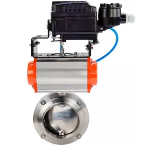 Затвор DN.ru 304-304-EPDM Ду65 Ру10, под приварку, пищ.нерж.сталь,пн.привод, позиционер D050-78057 1