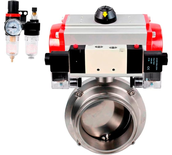 Затвор clamp 304-304-Sil-2W-C-H Ду20 Ру10 пищ.нерж.сталь, пн.привод, пн.распр., БПВ DN.ru D050-75004