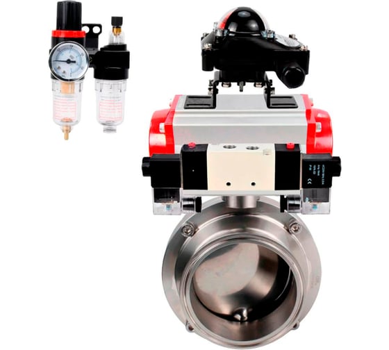 Затвор clamp 304-304-EPDM Ду20 Ру10 пищ.нерж.сталь, пн.привод, пн.распр, БКВ, БПВ DN.ru D050-79312 1