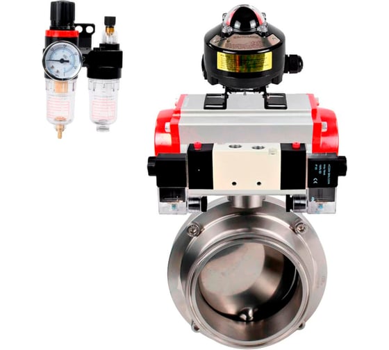 Затвор clamp 304-304-Sil Ду20 Ру10 пищ.нерж.сталь, пн.привод, пн.распр, БКВ, БПВ DN.ru D050-79555