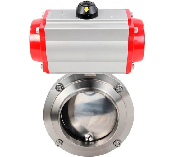Затвор дисковый 304-304-EPDM Ду25 Ру10 под приварку, пищ.нерж.сталь, пн.привод DN.ru D050-77783 1
