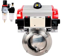 Затвор 304-304-EPDM Ду25 Ру10 под приварку, пищ.нерж.сталь,пн.привод,пн.распр,БПВ DN.ru D050-79079