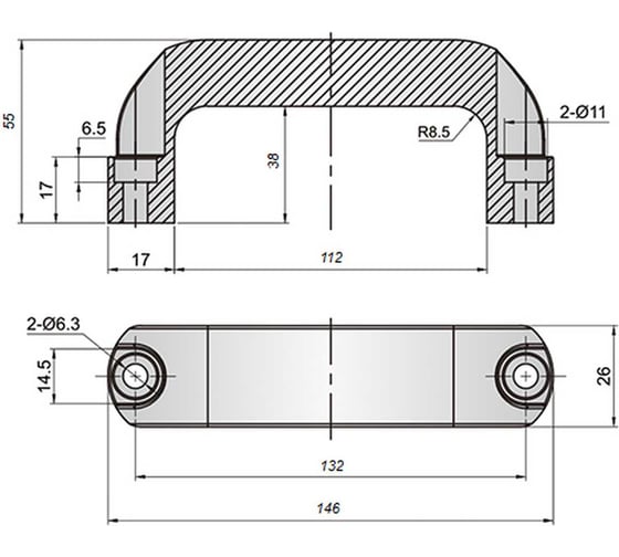 Ручка бугельная Алтервиа литая, алюминиевый сплав A40401.043W132