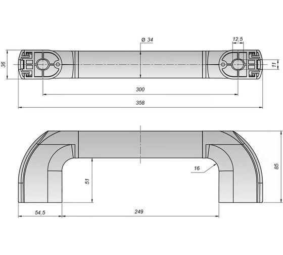 Ручка трубчатая Алтервиа с колпачком, алюминиевый сплав A40402.22434300C