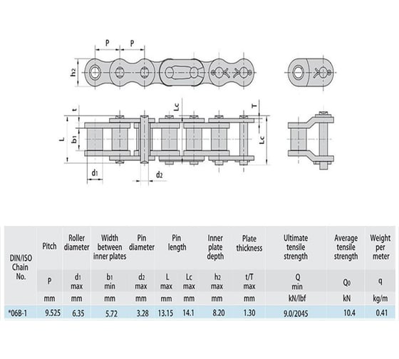 Цепь Universal 06B-1 (5,010 м; 526 зв.) 06B-1 (526 зв.) (UN)