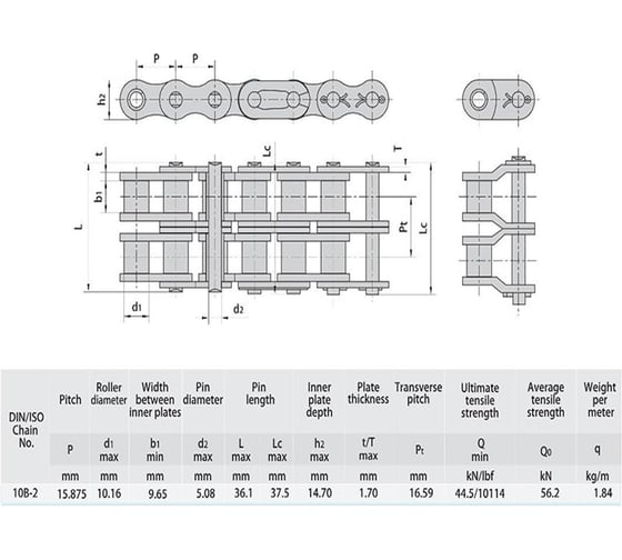 Цепь Universal 10B-2 (5,017 м; 316 зв.) 10B-2 (316 зв.) (UN)