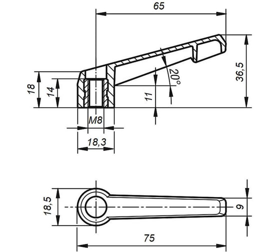 Рычаг зажимной KIPP K0175.208000