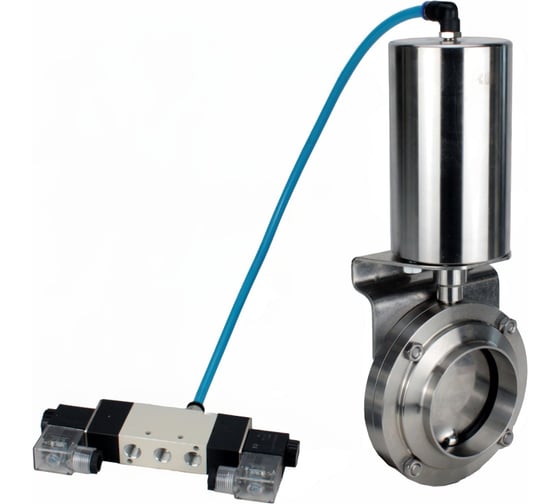 Затвор дисковый DN.ru 304-304-Sil-2W-W-H Ду50 Ру10 пищ.нерж.сталь, пн.привод, пн.распр. D050-73208