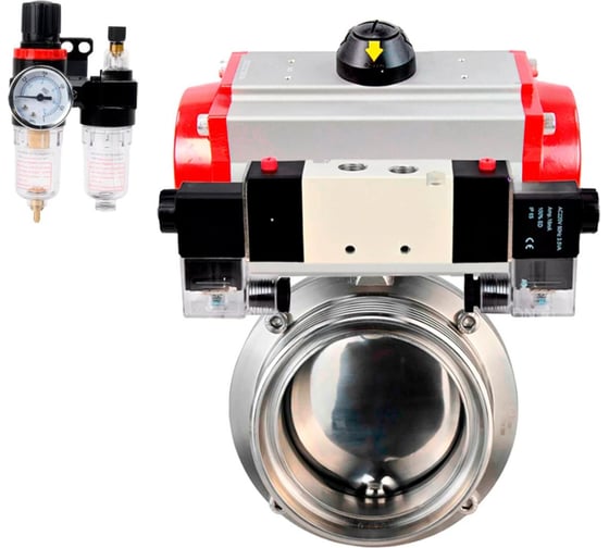 Затвор DN.ru 304-304-Sil Ду15 Ру10 резьбовой,пищ.нерж.сталь,пн.привод,пн.распр,БПВ D050-79113 1
