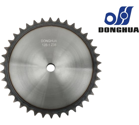 Звездочка со ступицей под расточку DONGHUA 12B-1 Z-38 с калеными зубьями для цепи с шагом 19,05мм (ПР-19,05-60 / 12В-1 / 12А-1) 12B-1BH38 0762 1