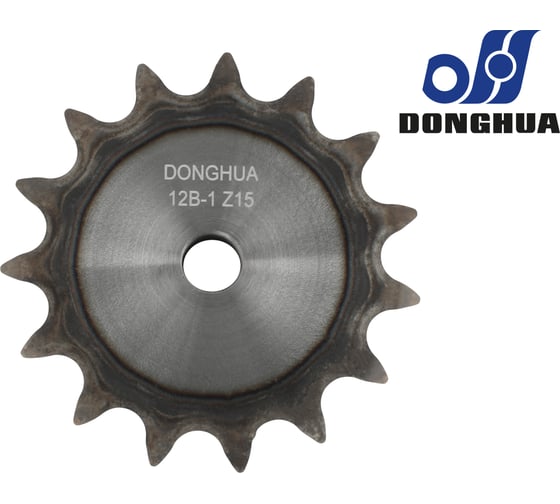Звездочка со ступицей под расточку DONGHUA 12B-1 Z-15 с калеными зубьями для цепи с шагом 19,05мм (ПР-19,05-60 / 12В-1 / 12А-1) 12B-1BH15 0744 1